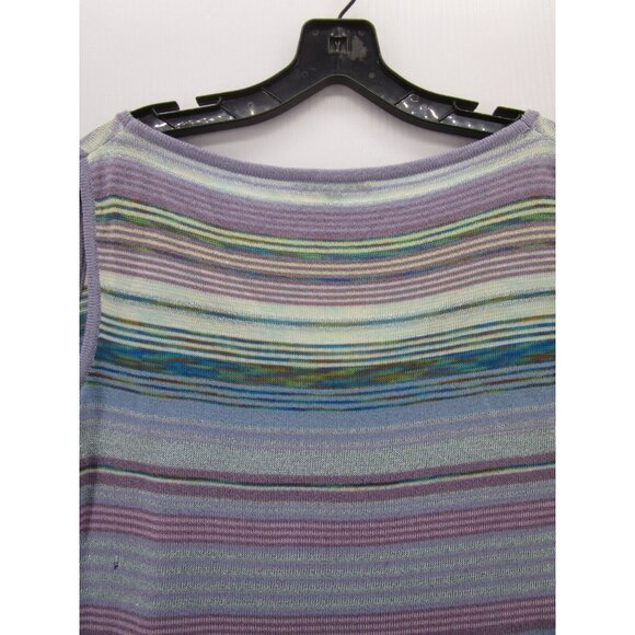 St John Sweater Large Purple Vest Pullover Striped Knit V-Neck USA * - Picture 7 of 10